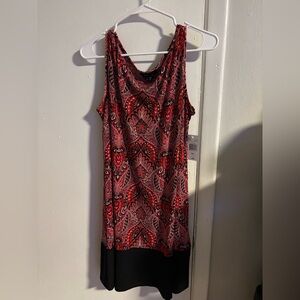 RN Studio Paisley Sleeveless Blouse Red Black Contrast Hem Plus PXL
(799)
